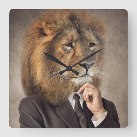 Portret van een leeuw vierkante klok (Voorkant)
