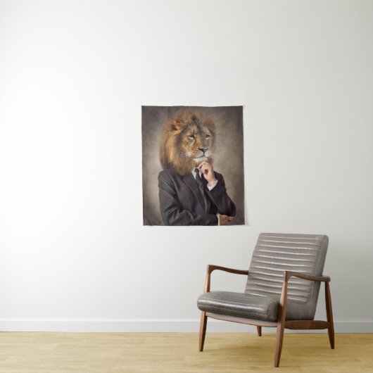 Portret van een leeuw wandkleed (In situ)