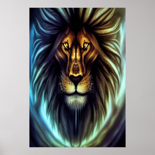 Portret van een leeuwenkop | AI Art Poster (Voorkant)