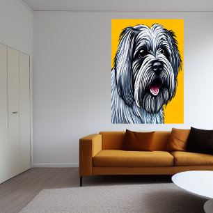 Portret van een Lhasa Apso   AI Art Poster