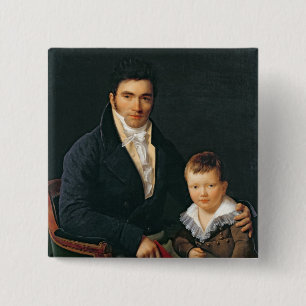Portret van een lid van de familie Barbet Vierkante Button 5,1 Cm