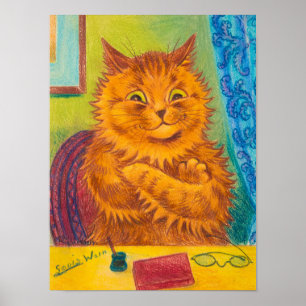 Portret van een literair Oranje kat van Louis Wain Poster
