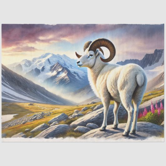 Portret van een majestueuze Dall Ram Decoupage Tissuepapier (Voorkant)