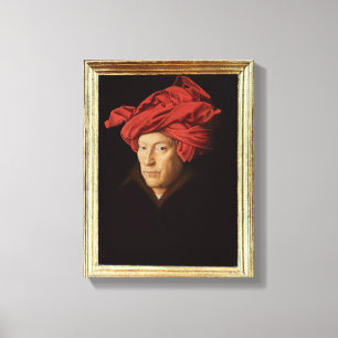 Portret van een Man, 1433 (olie op eikenhout) (zie Canvas Afdruk