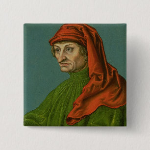 Portret van een Man 2 Vierkante Button 5,1 Cm