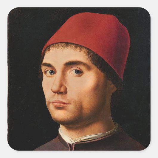 Portret van een Man, c.1475 Vierkante Sticker (Voorkant)