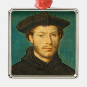 Portret van een Man, c. 1536- 40 (walnolie) Metalen Ornament