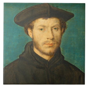 Portret van een Man, c. 1536- 40 (walnolie) Tegeltje