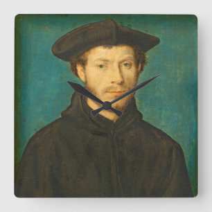 Portret van een Man, c. 1536- 40 (walnolie) Vierkante Klok