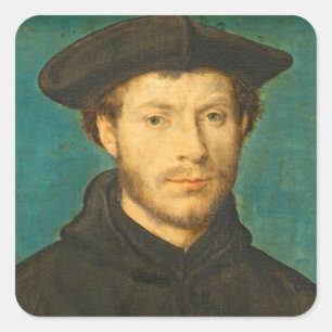 Portret van een Man, c. 1536- 40 (walnolie) Vierkante Sticker