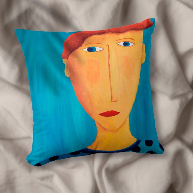 Portret van een man Hedenlands schilderij Kussen (Creator heeft geüpload)