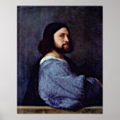 Portret van een Man (L'Ariosto) van Tiziano Vecell Poster (Voorkant)