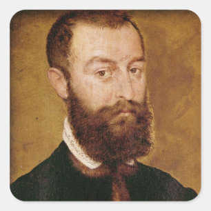 Portret van een Man met een baard Vierkante Sticker