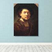 Portret van een Man met een goudketen Canvas Afdruk (Insitu (Houten vloer))