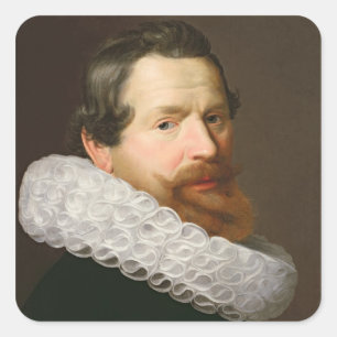 Portret van een Man met een roos Vierkante Sticker