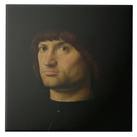 Portret van een Man, of Condottiere, 1475 (olie o Tegeltje (Voorkant)