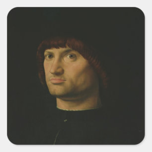 Portret van een Man, of Condottiere, 1475 (olie o Vierkante Sticker