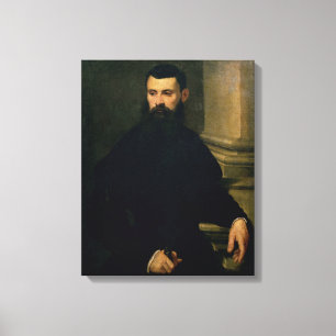 Portret van een Man (olie op doek) Canvas Afdruk