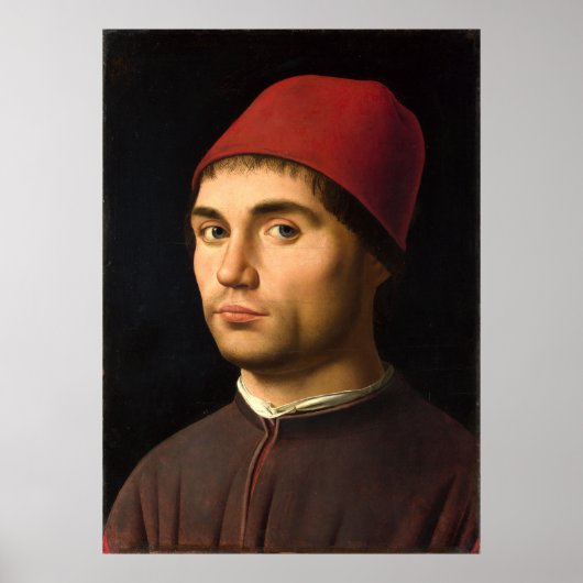 Portret van een Man van Antonello da Messina Poster (Voorkant)