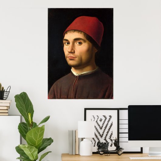 Portret van een Man van Antonello da Messina Poster (Thuiskantoor)