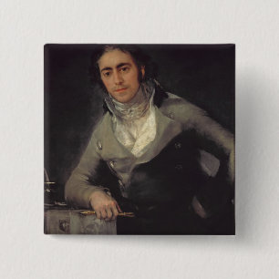 Portret van een man waarvan wordt aangenomen dat h vierkante button 5,1 cm