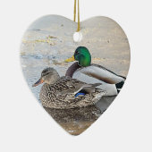 Portret van een mannelijke en vrouw-mallard keramisch ornament (Rechts)