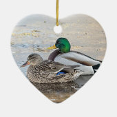 Portret van een mannelijke en vrouw-mallard keramisch ornament (Achterkant)