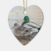 Portret van een mannelijke en vrouw-mallard keramisch ornament (Links)