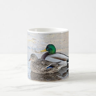 Portret van een mannelijke en vrouw-mallard koffiemok