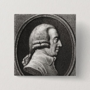 Portret van een medaillon van Adam Smith Vierkante Button 5,1 Cm