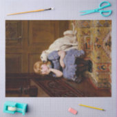 Portret van een meisje en haar hond-ontkoppelpapie tissuepapier (Craft)