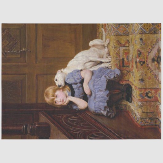 Portret van een meisje en haar hond-ontkoppelpapie tissuepapier (Voorkant)