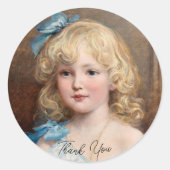 Portret van een meisje in een blauwe jurk, Fine Ar Ronde Sticker (Voorkant)