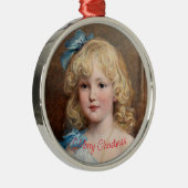 Portret van een meisje in een blauwe jurk, Heywood Metalen Ornament (Rechts)