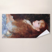 Portret van een meisje met blauw lintje, Renoir Badhanddoek (Badhanddoek)