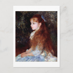 Portret van een meisje met blauw lintje, Renoir Briefkaart