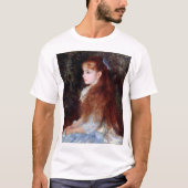 Portret van een meisje met blauw lintje, Renoir T-shirt (Voorkant)