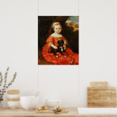 Portret van een meisje met een hond poster (Keuken)