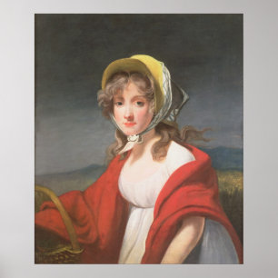 Portret van een meisje met een rode sjaal poster