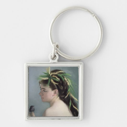 Portret van een meisje met een Sparrow Sleutelhanger (Voorkant)