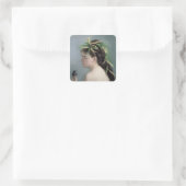 Portret van een meisje met een Sparrow Vierkante Sticker (Tas)