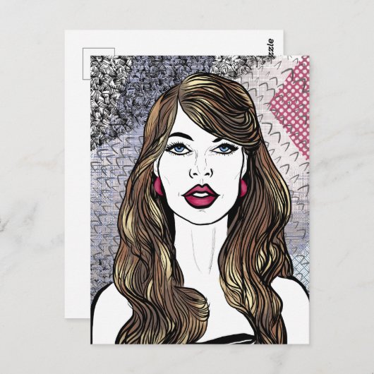 Portret van een meisje met lang bruin haar briefkaart (Voorkant / Achterkant)