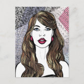 Portret van een meisje met lang bruin haar briefkaart (Voorkant)