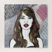 Portret van een meisje met lang bruin haar legpuzzel (Verticaal)