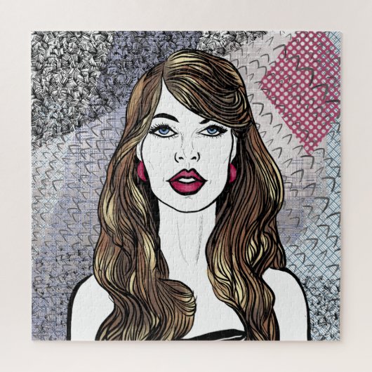 Portret van een meisje met lang bruin haar legpuzzel (Verticaal)