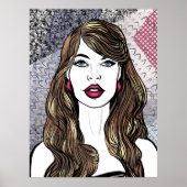 Portret van een meisje met lang bruin haar poster (Voorkant)