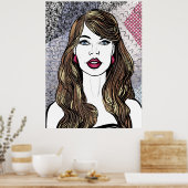 Portret van een meisje met lang bruin haar poster (Keuken)