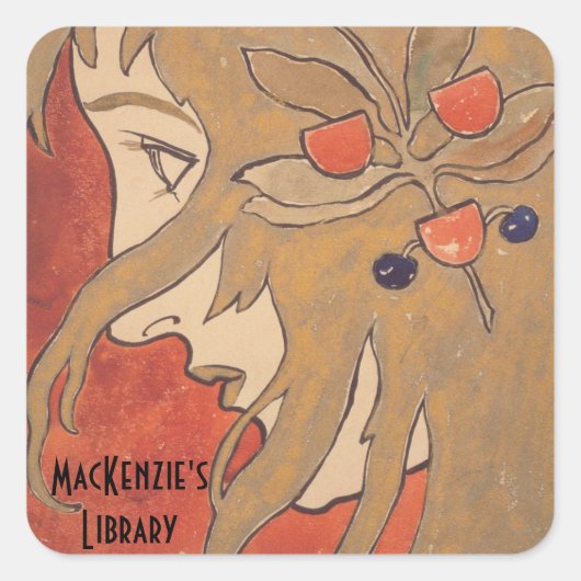 Portret van een meisje van Koloman Moser Vierkante Sticker (Voorkant)