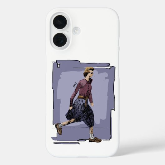 Portret van een Modieuze Vrouw die Halverwege Loop Case-Mate iPhone Case (Achterkant)