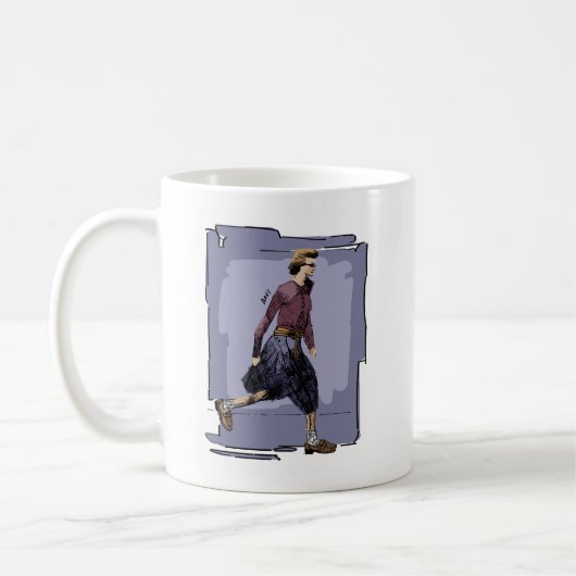 Portret van een Modieuze Vrouw die Halverwege Loop Koffiemok (Links)